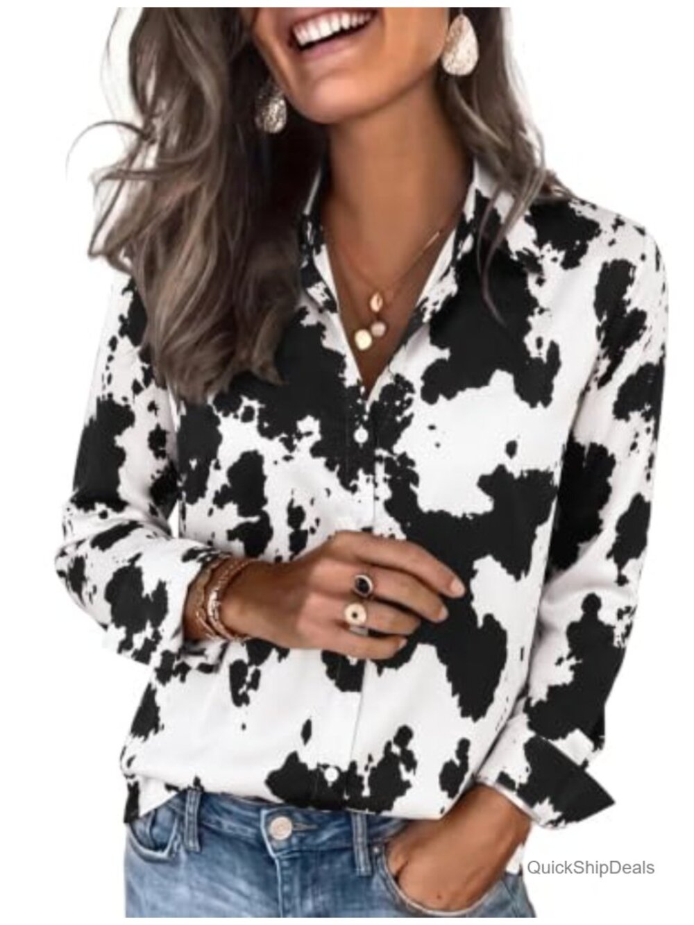 Satin Button Down Blouse Long Sleeve Business Casual Women's Top